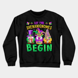 Mardi Gras Let The Shenanigans Begin GnomesKids Crewneck Sweatshirt